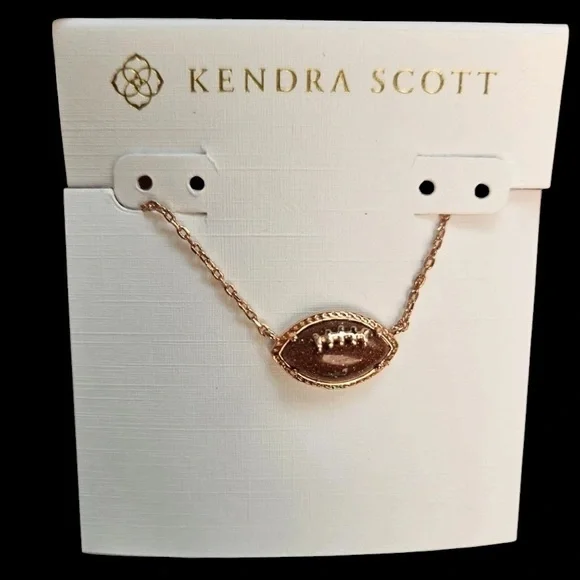 KENDRA SCOTT Football Autumn Fall 14K Rose Gold 19” Football Necklace NEW NWT - Picture 7 of 8